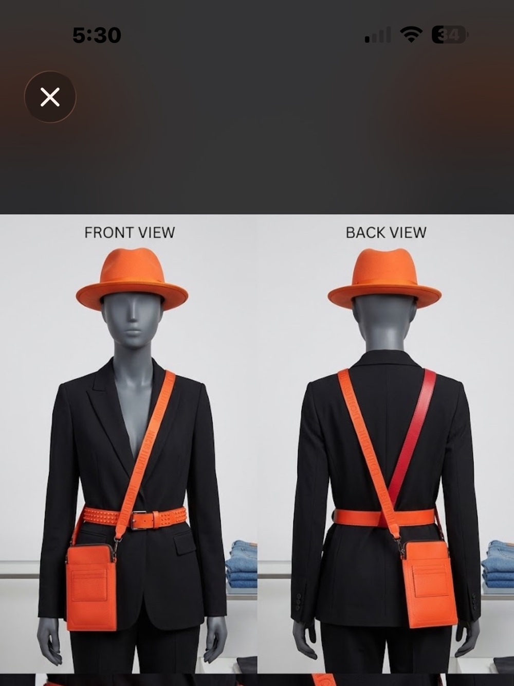Men's Orange Crossbody Belt Bag with Adjustable Strap